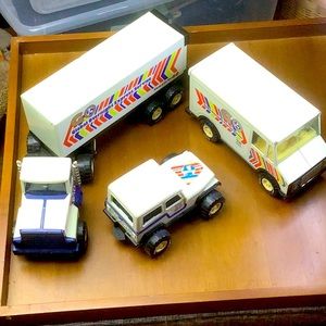 VINTAGE METAL TOY TRUCK WITH FRIENDS